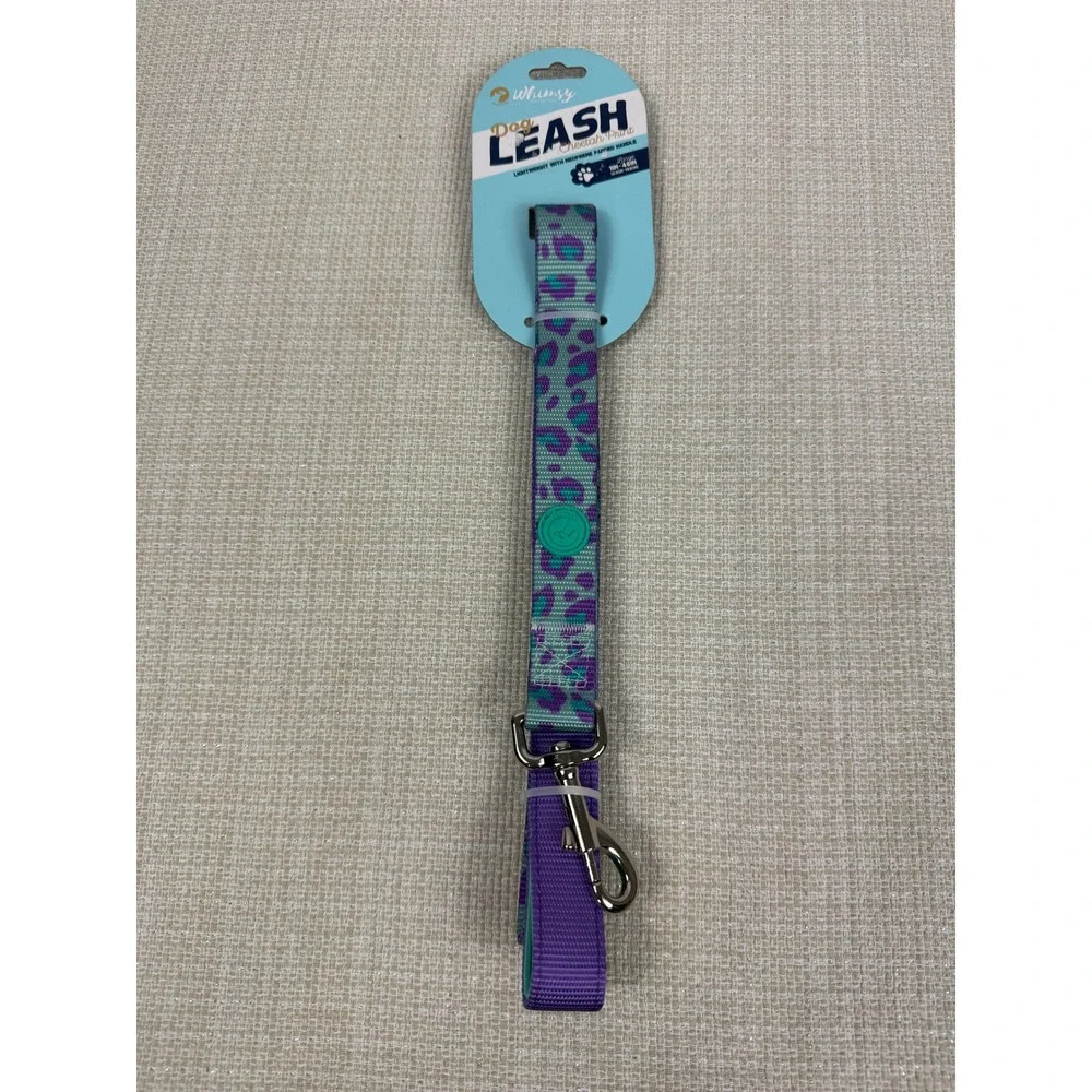 Doghaus Whimsy Collection Cheetah Print Dog‎ Leash Large 1 in - 48 in Turquoise